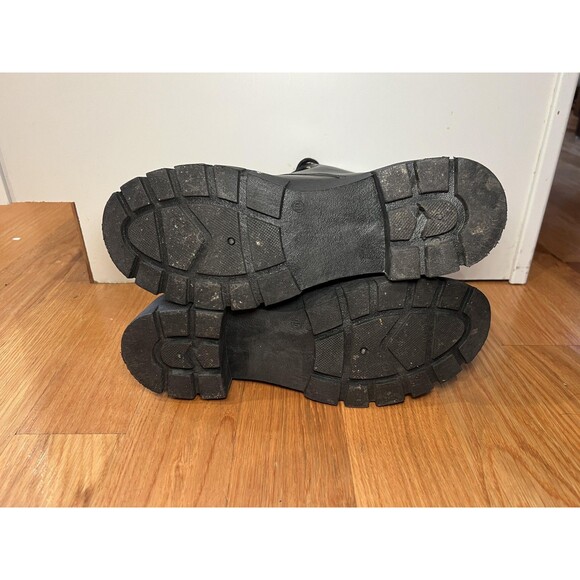 Black Combat Boots Womens Size 10 Chunky Heel Lace Up All Man Made Materials - Picture 8 of 12